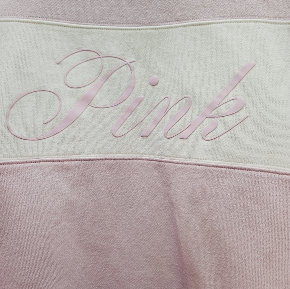 PINK Victoria's Secret Light Pink and White Pullover Fleece, Sice SM - Picture 4 of 6